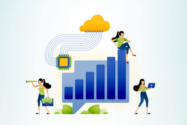 Illustration of Oracle Cloud Infrastructure driving data analytics and business growth